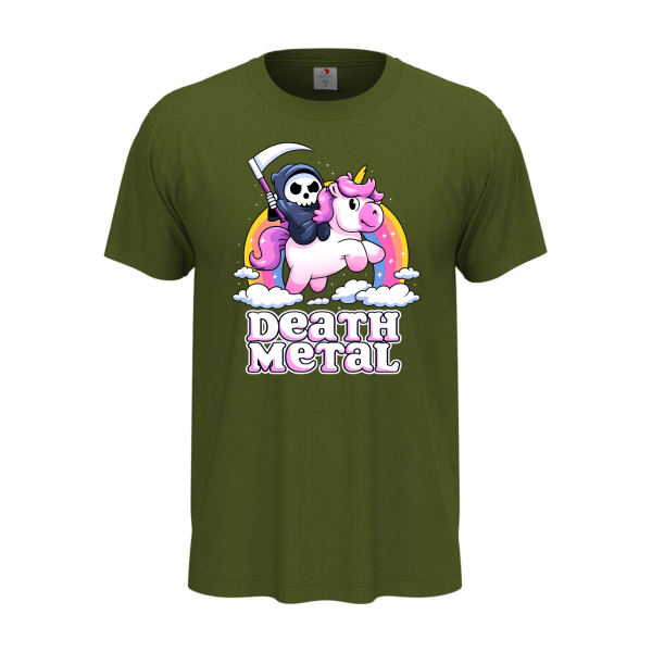 Тениска с цветен принт DEATH METAL