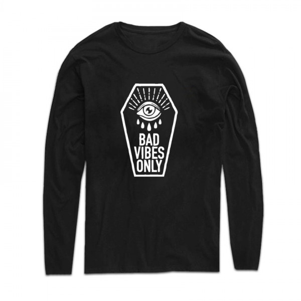 Универсална блуза с щампа BAD VIBES  Универсална блуза с щампа BAD VIBES