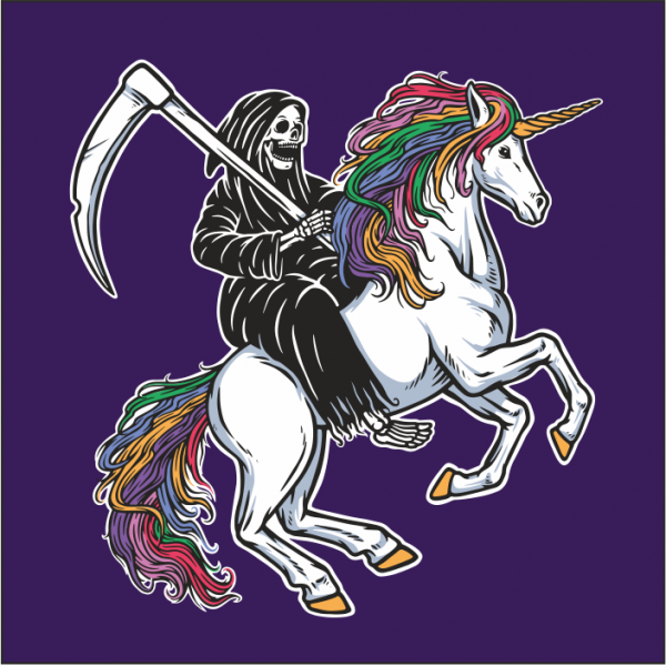 DEATH UNICORN унисекс / мъжка тениска с директен цветен принт 