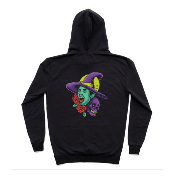 BABA YAGA универсален суичър с качулка и директен цветен принт на гърба