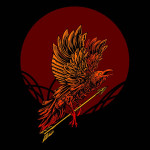 Дамска тениска с цветен принт RED BIRD