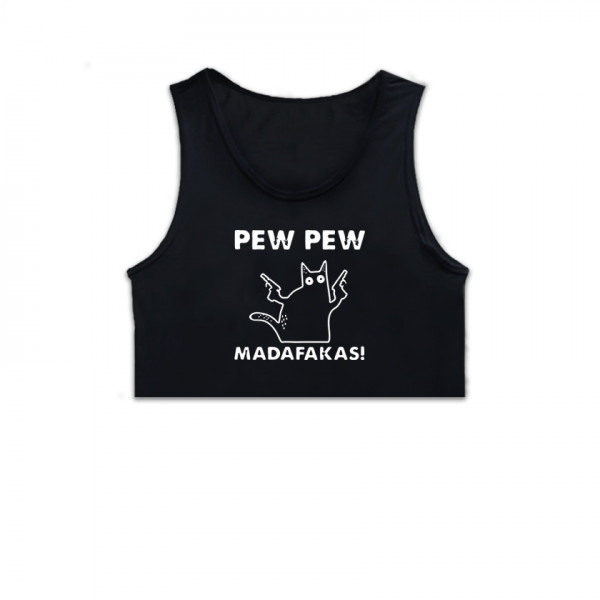 Кроп потник с щампа PEW PEW