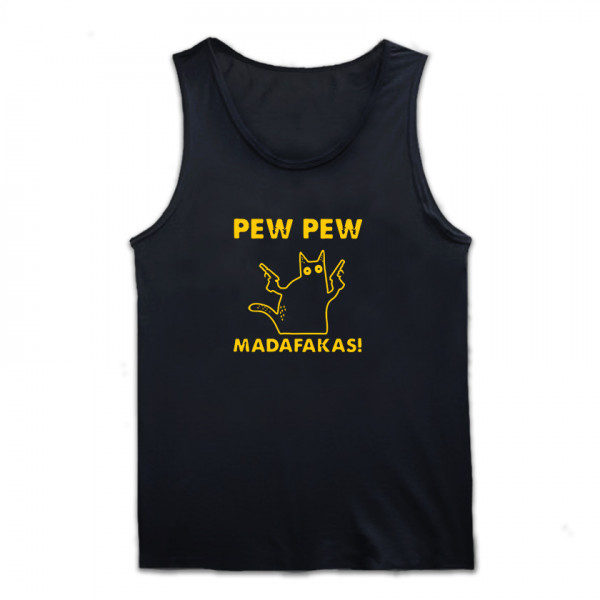 Потник с щампа PEW PEW жълта щампа