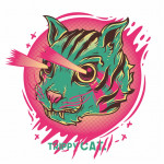 TRIPPY CAT унисекс / мъжка тениска с директен цветен принт 