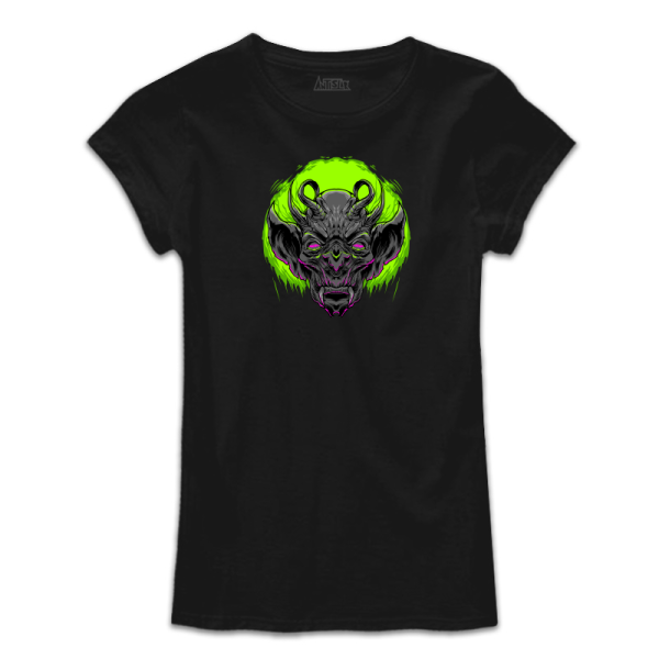 Дамска тениска с цветен принт DEMON