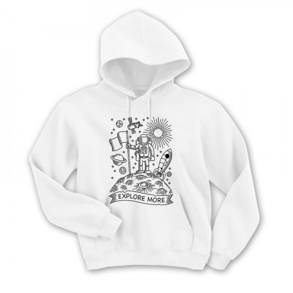 EXPLORE MORE универсален суичър с качула и директен цветен принт 