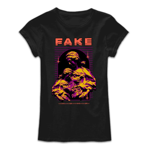 Дамска тениска с цветен принт FAKE