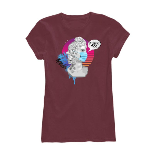 Дамска тениска с цветен принт FUNK YOU