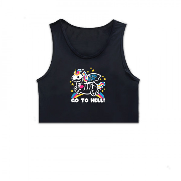 Кроп потник с щампа GO TO HELL