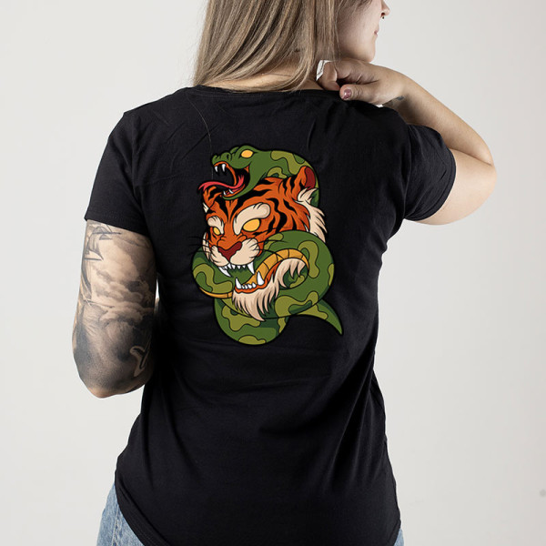 Дамска тениска с цветен принт TIGER SNAKE