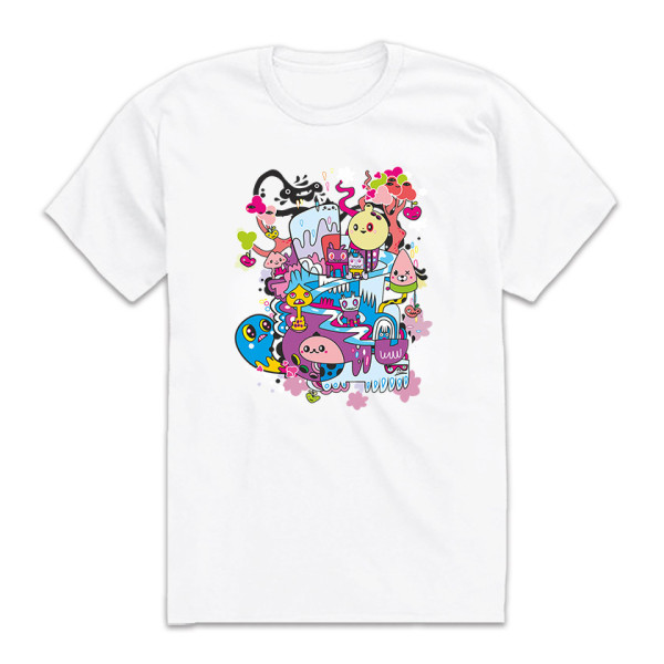 SHAKE HAPPY WORLD унисекс / мъжка тениска с директен цветен принт 