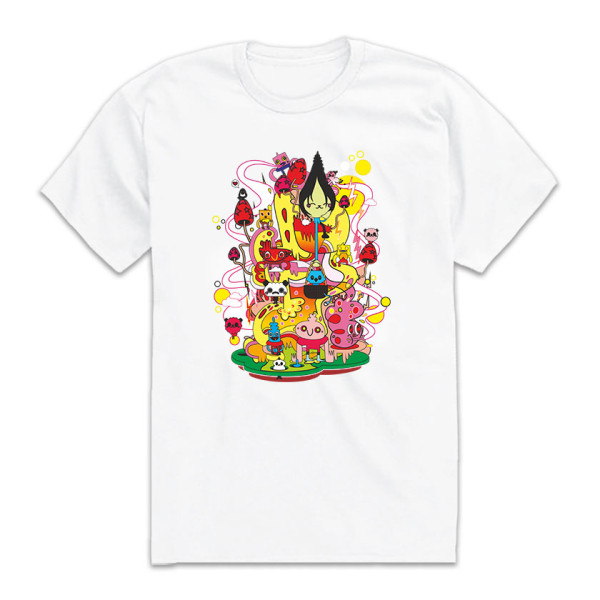 YELLOW HAPPY WORLD унисекс / мъжка тениска с директен цветен принт 