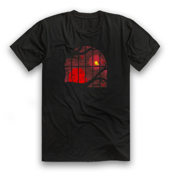 Унисекс тениска IN THE CAGE - червено чудовище в клетка и неговото приятелче жълто пиленце