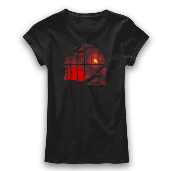 Дамска тениска IN THE CAGE - червено чудовище в клетка и неговото приятелче жълто пиленце