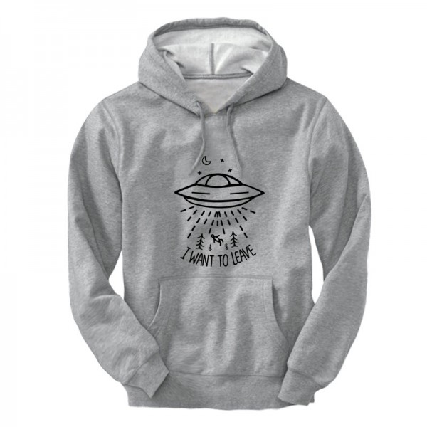 Суичър с щампа I WANT TO LEAVE