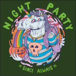 Тениска с цветен принт NIGHT PARTY