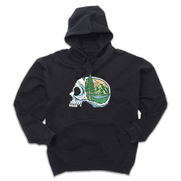 SKULL BRAIN универсален суичър с качула и директен цветен принт 