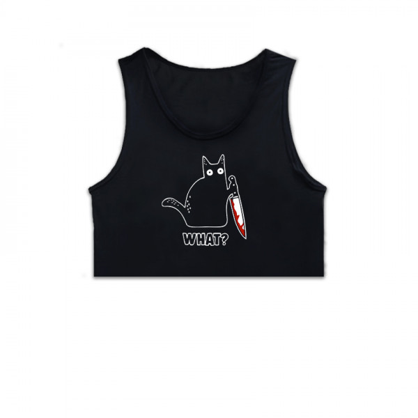 Кроп потник с щампа WHAT