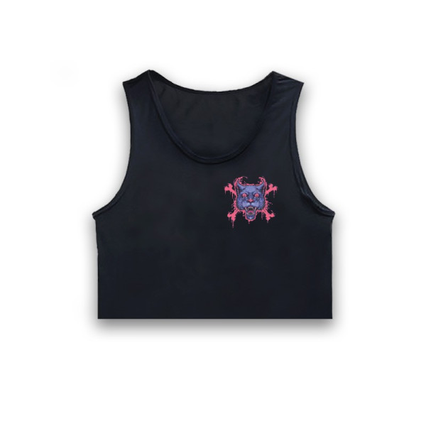 Кроп потник с щампа PURPLE PANTER